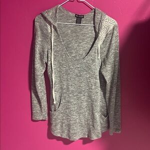 Miss Chievous Gray Hoodie with Geometric Accent